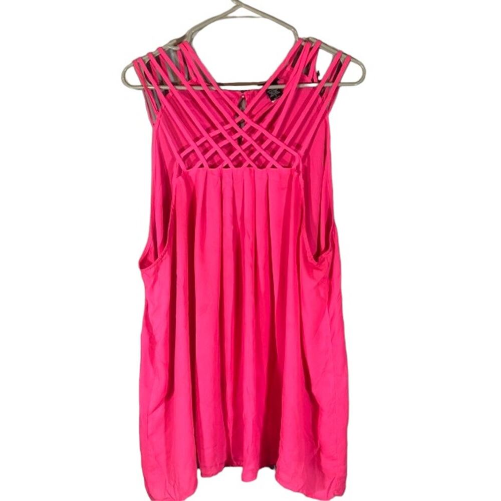 Torrid Pink Lattice Long Strappy Front Sleeveless Long Blouse Women Sz 3 Sz 3X